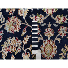 Load image into Gallery viewer, 7&#39;10&quot;x10&#39;3&quot; Midnight Blue, Nain with Flower Medallion Design, Soft Pile, Wool and Silk, Hand Knotted, 250 KPSI, Oriental Rug FWR549138