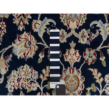 Load image into Gallery viewer, 5&#39;10&quot;x9&#39;2&quot; Midnight Blue, Wool and Silk, Nain with Flower Medallion Design, 250 KPSI, Soft Pile, Hand Knotted, Oriental Rug FWR549144
