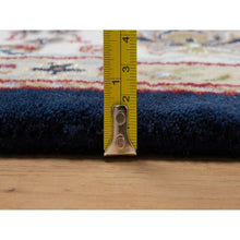 Load image into Gallery viewer, 5&#39;10&quot;x9&#39;2&quot; Midnight Blue, Wool and Silk, Nain with Flower Medallion Design, 250 KPSI, Soft Pile, Hand Knotted, Oriental Rug FWR549144