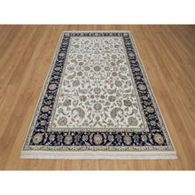 Load image into Gallery viewer, 5&#39;9&quot;x9&#39;2&quot; Swan White, Wool And Silk, Nain With All Over Flower Design, Soft Pile, 250 Kpsi, Hand Knotted, Oriental Rug FWR549150