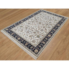 Load image into Gallery viewer, 5&#39;9&quot;x9&#39;2&quot; Swan White, Wool And Silk, Nain With All Over Flower Design, Soft Pile, 250 Kpsi, Hand Knotted, Oriental Rug FWR549150