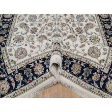Load image into Gallery viewer, 5&#39;9&quot;x9&#39;2&quot; Swan White, Wool And Silk, Nain With All Over Flower Design, Soft Pile, 250 Kpsi, Hand Knotted, Oriental Rug FWR549150
