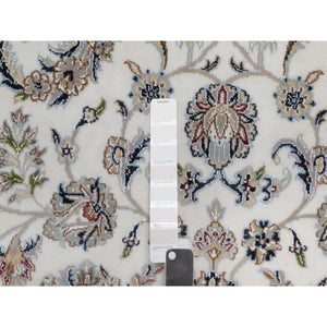 5'9"x9'2" Swan White, Wool And Silk, Nain With All Over Flower Design, Soft Pile, 250 Kpsi, Hand Knotted, Oriental Rug FWR549150