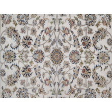 Load image into Gallery viewer, 5&#39;9&quot;x9&#39;2&quot; Swan White, Wool And Silk, Nain With All Over Flower Design, Soft Pile, 250 Kpsi, Hand Knotted, Oriental Rug FWR549150