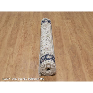 5'9"x9'2" Swan White, Wool And Silk, Nain With All Over Flower Design, Soft Pile, 250 Kpsi, Hand Knotted, Oriental Rug FWR549150