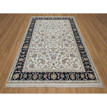 Load image into Gallery viewer, 6&#39;2&quot;x9&#39; Pearl White, Nain With All Over Flower Design, Wool And Silk, Soft Pile, 250 Kpsi, Hand Knotted, Oriental Rug FWR549156