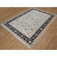 Load image into Gallery viewer, 6&#39;2&quot;x9&#39; Pearl White, Nain With All Over Flower Design, Wool And Silk, Soft Pile, 250 Kpsi, Hand Knotted, Oriental Rug FWR549156
