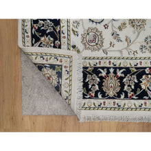 Load image into Gallery viewer, 6&#39;2&quot;x9&#39; Pearl White, Nain With All Over Flower Design, Wool And Silk, Soft Pile, 250 Kpsi, Hand Knotted, Oriental Rug FWR549156