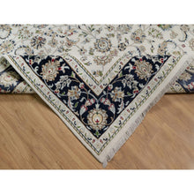 Load image into Gallery viewer, 6&#39;2&quot;x9&#39; Pearl White, Nain With All Over Flower Design, Wool And Silk, Soft Pile, 250 Kpsi, Hand Knotted, Oriental Rug FWR549156