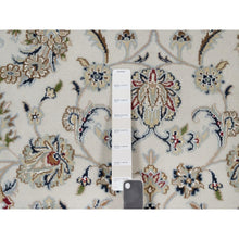 Load image into Gallery viewer, 6&#39;2&quot;x9&#39; Pearl White, Nain With All Over Flower Design, Wool And Silk, Soft Pile, 250 Kpsi, Hand Knotted, Oriental Rug FWR549156