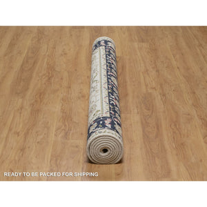 6'2"x9' Pearl White, Nain With All Over Flower Design, Wool And Silk, Soft Pile, 250 Kpsi, Hand Knotted, Oriental Rug FWR549156