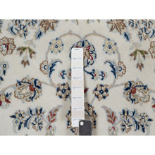Load image into Gallery viewer, 5&#39;1&quot;x7&#39;2&quot; Pristine White, Nain with Flower Medallion Design, 250 KPSI, Soft Pile, Wool and Silk, Hand Knotted, Oriental Rug FWR549162