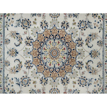 Load image into Gallery viewer, 5&#39;1&quot;x7&#39;2&quot; Pristine White, Nain with Flower Medallion Design, 250 KPSI, Soft Pile, Wool and Silk, Hand Knotted, Oriental Rug FWR549162