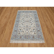 Load image into Gallery viewer, 3&#39;10&quot;x6&#39; Daisy White, Nain With All Over Flower Design, 250 Kpsi, Wool And Silk, Hand Knotted, Soft Pile, Oriental Rug FWR549168