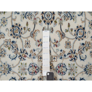 3'10"x6' Daisy White, Nain With All Over Flower Design, 250 Kpsi, Wool And Silk, Hand Knotted, Soft Pile, Oriental Rug FWR549168