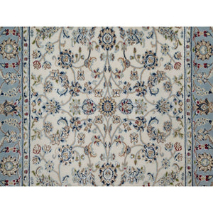 3'10"x6' Daisy White, Nain With All Over Flower Design, 250 Kpsi, Wool And Silk, Hand Knotted, Soft Pile, Oriental Rug FWR549168