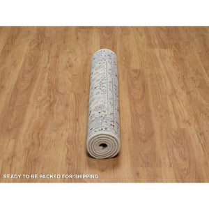 3'10"x6' Daisy White, Nain With All Over Flower Design, 250 Kpsi, Wool And Silk, Hand Knotted, Soft Pile, Oriental Rug FWR549168