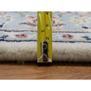 3'10"x6' Daisy White, Nain With All Over Flower Design, 250 Kpsi, Wool And Silk, Hand Knotted, Soft Pile, Oriental Rug FWR549168