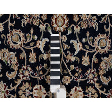Load image into Gallery viewer, 4&#39;x6&#39; Midnight Blue, Nain with All Over Flower Design, Soft Pile, Wool and Silk, 250 KPSI, Hand Knotted, Oriental Rug FWR549174