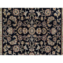 Load image into Gallery viewer, 4&#39;x6&#39; Midnight Blue, Nain with All Over Flower Design, Soft Pile, Wool and Silk, 250 KPSI, Hand Knotted, Oriental Rug FWR549174