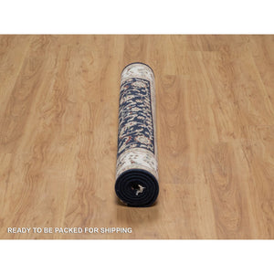 4'x6' Midnight Blue, Nain with All Over Flower Design, Soft Pile, Wool and Silk, 250 KPSI, Hand Knotted, Oriental Rug FWR549174