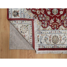 Load image into Gallery viewer, 4&#39;x6&#39;1&quot; Currant Red, Nain with Flower Medallion Design, Hand Knotted, Wool and Silk, 250 KPSI, Soft Pile, Oriental Rug FWR549180