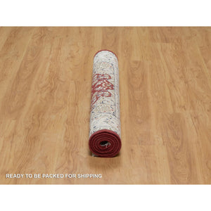 4'x6'1" Currant Red, Nain with Flower Medallion Design, Hand Knotted, Wool and Silk, 250 KPSI, Soft Pile, Oriental Rug FWR549180