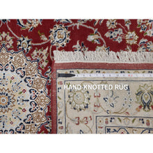 Load image into Gallery viewer, 4&#39;x6&#39;1&quot; Currant Red, Nain With Flower Medallion Design, Hand Knotted, Wool And Silk, 250 Kpsi, Soft Pile, Oriental Rug FWR549180