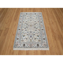 Load image into Gallery viewer, 3&#39;3&quot;x5&#39;3&quot; Whisper White, Nain with All Over Flower Pattern, Wool and Silk, Hand Knotted, Soft Pile, 250 KPSI, Oriental Rug FWR549186