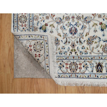 Load image into Gallery viewer, 3&#39;3&quot;x5&#39;3&quot; Whisper White, Nain with All Over Flower Pattern, Wool and Silk, Hand Knotted, Soft Pile, 250 KPSI, Oriental Rug FWR549186