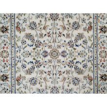 Load image into Gallery viewer, 3&#39;3&quot;x5&#39;3&quot; Whisper White, Nain with All Over Flower Pattern, Wool and Silk, Hand Knotted, Soft Pile, 250 KPSI, Oriental Rug FWR549186