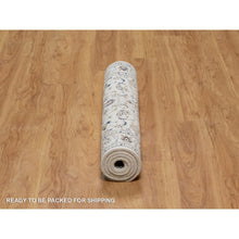 Load image into Gallery viewer, 3&#39;3&quot;x5&#39;3&quot; Whisper White, Nain with All Over Flower Pattern, Wool and Silk, Hand Knotted, Soft Pile, 250 KPSI, Oriental Rug FWR549186