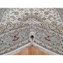 Load image into Gallery viewer, 8&#39;x10&#39;1&quot; Winter White, Nain with Flower Medallion Design, 250 KPSI, Wool and Silk, Soft Pile, Hand Knotted, Oriental Rug FWR549192