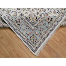 Load image into Gallery viewer, 8&#39;x10&#39;1&quot; Winter White, Nain with Flower Medallion Design, 250 KPSI, Wool and Silk, Soft Pile, Hand Knotted, Oriental Rug FWR549192
