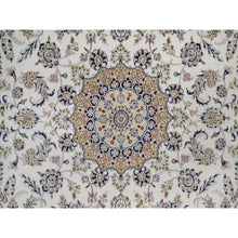 Load image into Gallery viewer, 8&#39;x10&#39;1&quot; Winter White, Nain with Flower Medallion Design, 250 KPSI, Wool and Silk, Soft Pile, Hand Knotted, Oriental Rug FWR549192