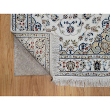 Load image into Gallery viewer, 3&#39;2&quot;x5&#39;3&quot; Daisy White, Nain with Flower Medallion Design, Hand Knotted, Wool and Silk, 250 KPSI, Soft Pile, Oriental Rug FWR549210