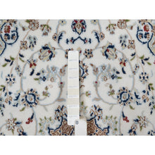 Load image into Gallery viewer, 3&#39;2&quot;x5&#39;3&quot; Daisy White, Nain with Flower Medallion Design, Hand Knotted, Wool and Silk, 250 KPSI, Soft Pile, Oriental Rug FWR549210