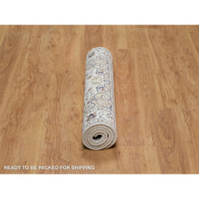 Load image into Gallery viewer, 3&#39;2&quot;x5&#39;3&quot; Daisy White, Nain with Flower Medallion Design, Hand Knotted, Wool and Silk, 250 KPSI, Soft Pile, Oriental Rug FWR549210