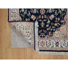Load image into Gallery viewer, 3&#39;x5&#39;2&quot; Midnight Blue, 250 KPSI, Nain with Flower Medallion Design, Soft Pile, Wool and Silk, Hand Knotted, Oriental Rug FWR549216