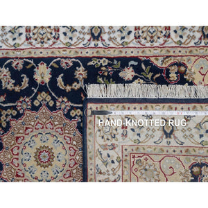 3'x5'2" Parchment White, 100% Wool, Hand Knotted, Lori Buft Gabbeh with Avant Garde Design, Thick and Plush, Soft Pile, Oriental Rug FWR544614