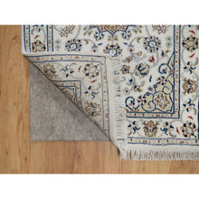 Load image into Gallery viewer, 2&#39;x3&#39;2&quot; Pearl White, Hand Knotted, Nain with Flower Medallion Design, Wool and Silk, 250 KPSI, Soft Pile, Sample, Mat, Oriental Rug FWR549240