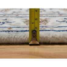 Load image into Gallery viewer, 2&#39;x3&#39;2&quot; Pearl White, Hand Knotted, Nain with Flower Medallion Design, Wool and Silk, 250 KPSI, Soft Pile, Sample, Mat, Oriental Rug FWR549240
