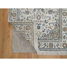 Load image into Gallery viewer, 2&#39;7&quot;x4&#39; Snow White, 250 KPSI, Soft Pile, Nain with Flower Medallion Design, Hand Knotted, Wool and Silk, Mat, Sample, Oriental Rug FWR549252