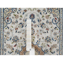 Load image into Gallery viewer, 2&#39;7&quot;x4&#39; Snow White, 250 KPSI, Soft Pile, Nain with Flower Medallion Design, Hand Knotted, Wool and Silk, Mat, Sample, Oriental Rug FWR549252