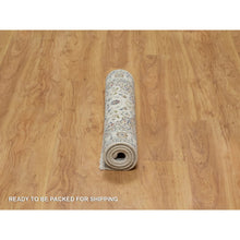 Load image into Gallery viewer, 2&#39;7&quot;x4&#39; Snow White, 250 KPSI, Soft Pile, Nain with Flower Medallion Design, Hand Knotted, Wool and Silk, Mat, Sample, Oriental Rug FWR549252
