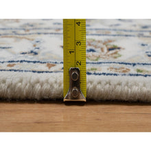 Load image into Gallery viewer, 2&#39;7&quot;x4&#39; Snow White, 250 KPSI, Soft Pile, Nain with Flower Medallion Design, Hand Knotted, Wool and Silk, Mat, Sample, Oriental Rug FWR549252