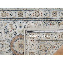 Load image into Gallery viewer, 2&#39;7&quot;x4&#39; Snow White, 250 KPSI, Soft Pile, Nain with Flower Medallion Design, Hand Knotted, Wool and Silk, Mat, Sample, Oriental Rug FWR549252