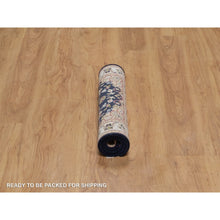 Load image into Gallery viewer, 2&#39;1&quot;x3&#39;2&quot; Pageant Blue, Nain With Flower Medallion Design, Wool And Silk, Soft Pile, 250 Kpsi, Hand Knotted, Mat, Sample, Oriental Rug FWR549258