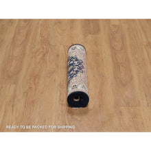 Load image into Gallery viewer, 2&#39;1&quot;x3&#39;2&quot; Midnight Blue, Wool And Silk, Nain With Flower Medallion Design, Soft Pile, 250 Kpsi, Hand Knotted, Sample, Mat, Oriental Rug FWR549264