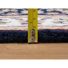 Load image into Gallery viewer, 2&#39;1&quot;x3&#39;2&quot; Midnight Blue, Wool And Silk, Nain With Flower Medallion Design, Soft Pile, 250 Kpsi, Hand Knotted, Sample, Mat, Oriental Rug FWR549264